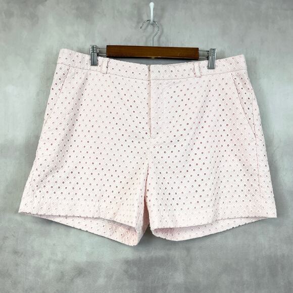 Banana Republic Womens Shorts Size 14 Pink Eyelet Cottagecore Preppy Coastal